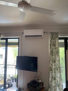 Split system ac installed in a bedroom
